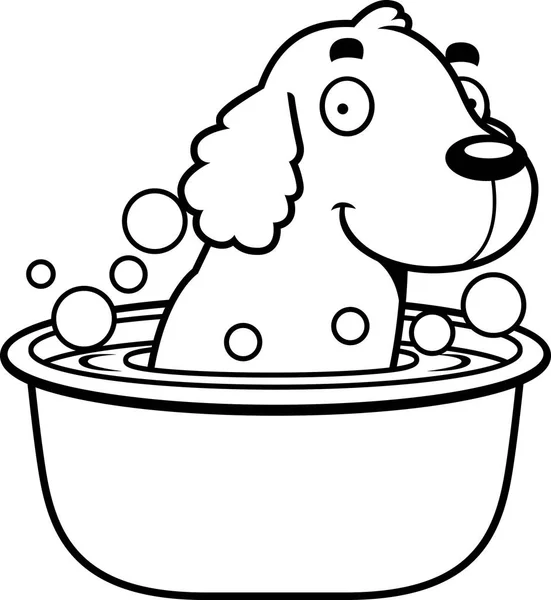 漫画のコッカー Spaniel 風呂 — ストックベクタ