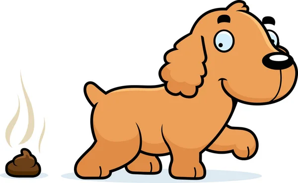 Dibujos animados Cocker Spaniel Poop — Vector de stock