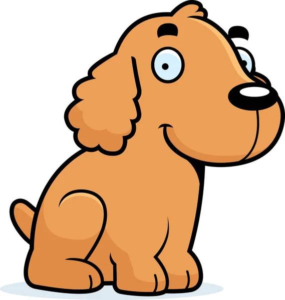 Cartoon Cocker Spaniel Sentado — Vetor de Stock