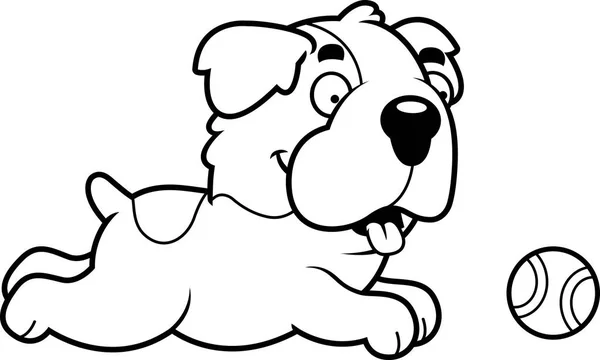 卡通圣伯那犬追球 — 图库矢量图片