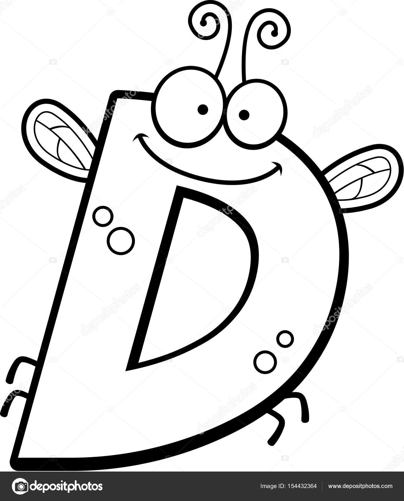 Bir böcek temalı D harfi çizgi film gösterimi. 