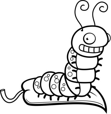 Çizgi film Caterpillar yaprak