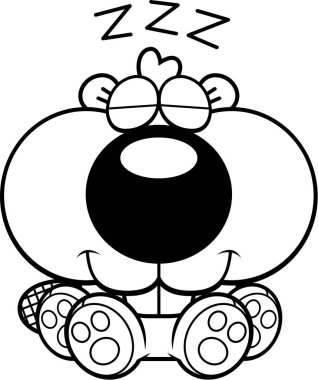 Karikatür Beaver uyuklayan kiti