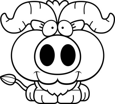 Çizgi film küçük öküz gülümseyen