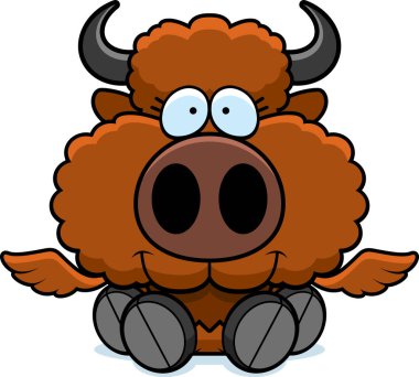 Çizgi film Buffalo kanat oturuyor