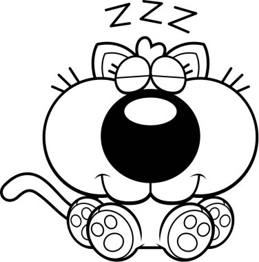 Uyuklayan karikatür kedi yavrusu