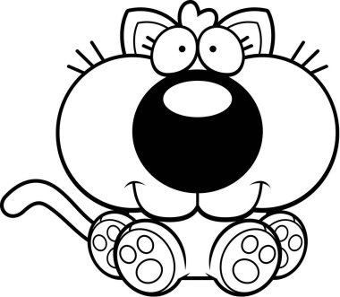 Karikatür kedi yavrusu oturma