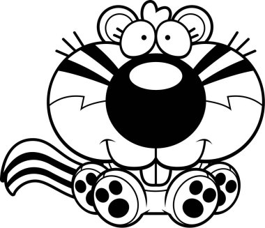 Çizgi film sincap oturan