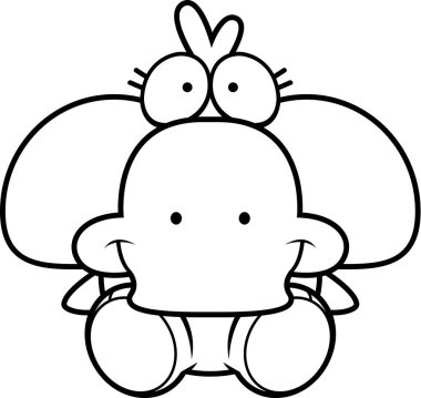 Çizgi film ördek yavrusu oturma