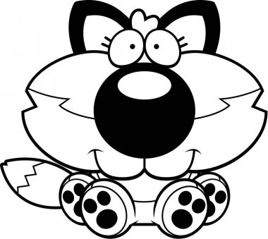 Çizgi film tilki yavrusu oturma