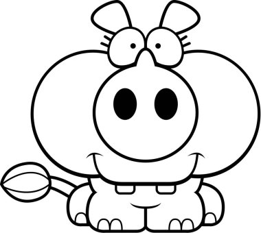 Çizgi film gergedan gülümseyen