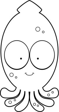 Gülümseyen karikatür kalamar