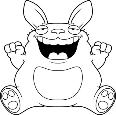 Çizgi film şişman tavşan oturma