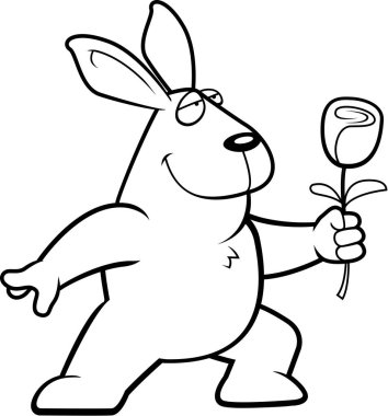 Karikatür tavşan çiçek