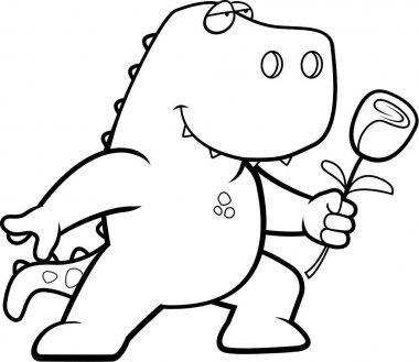 Çizgi film dinozor çiçek