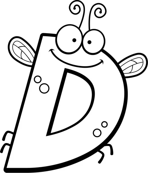 Rajzfilm D betű Bug — Stock Vector
