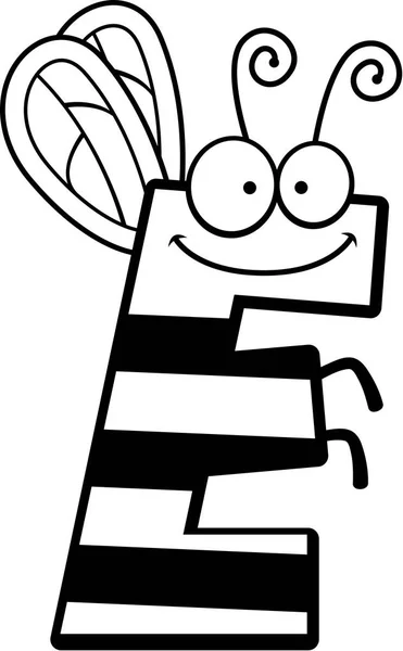 Carta de dibujos animados E Bug — Vector de stock