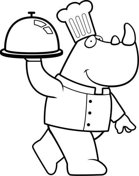 Chef Rhino desenhos animados — Vetor de Stock