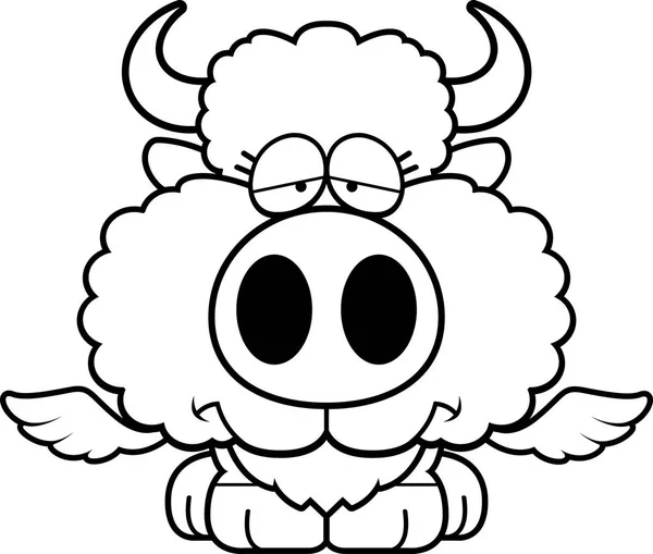 Alas de búfalo triste de dibujos animados — Vector de stock