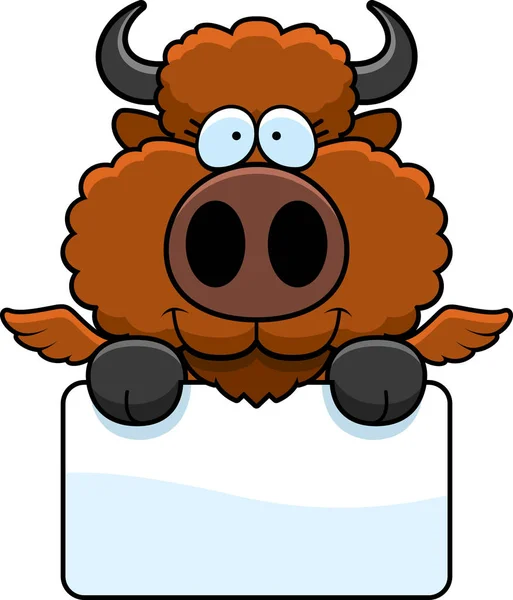 Cartoon Buffalo Asas sinal —  Vetores de Stock