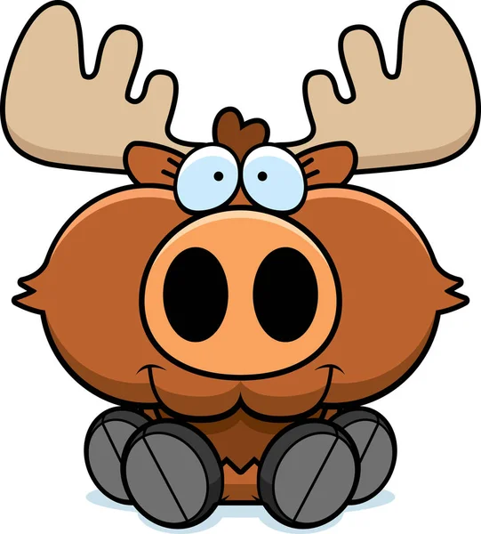 Cartoon Moose Sentado — Vetor de Stock