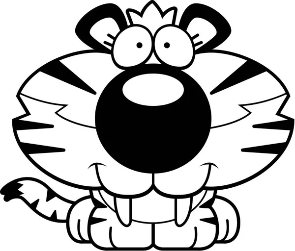 Tigre dientes de sable sonriendo — Vector de stock