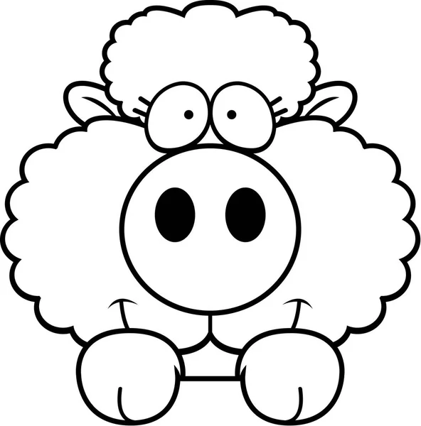 Cartoon Lamb Peeking — Stock Vector