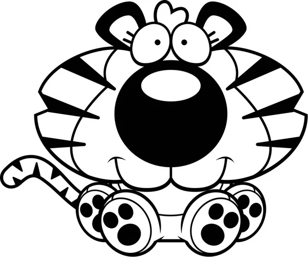 Dessin animé Tiger Cub assis — Image vectorielle