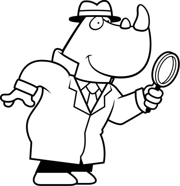 Dibujos animados Rhino Detective — Vector de stock