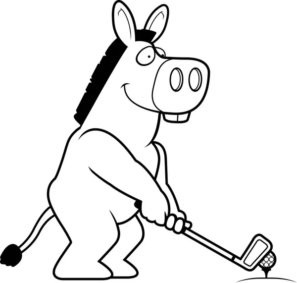 Cartoon Donkey Golf — Stock vektor