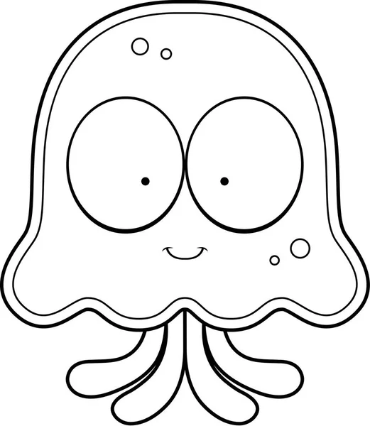 Cartoon Jellyfish Smiling - Stok Vektor