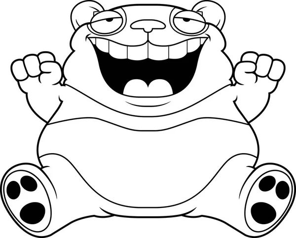 Cartoon Fat Panda Bear Sentado —  Vetores de Stock