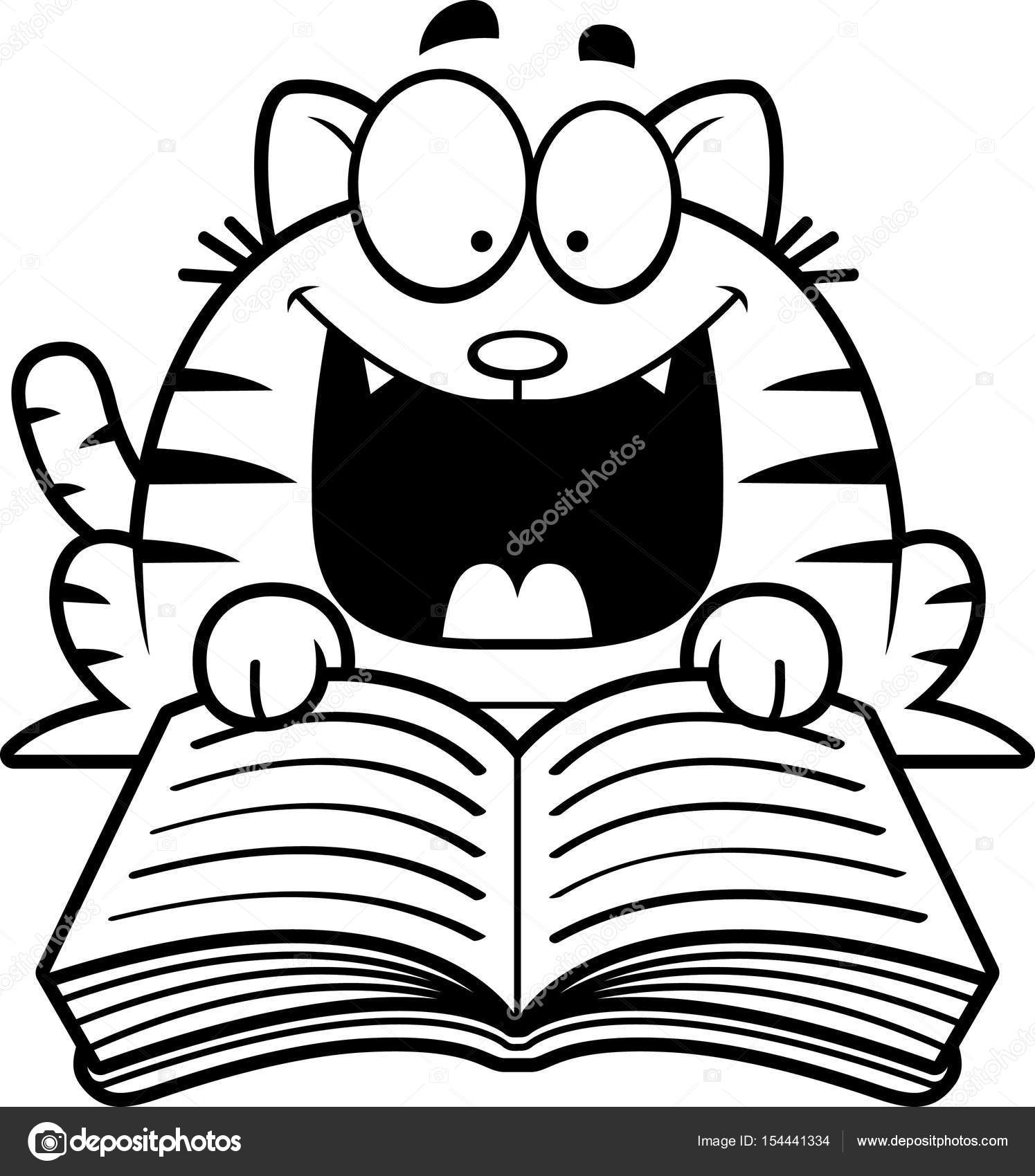 Cartoon Cat Reading Stock Vector Image by ©cthoman #154441334