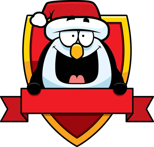 Karácsonyi rajzfilm pingvin jelvény — Stock Vector