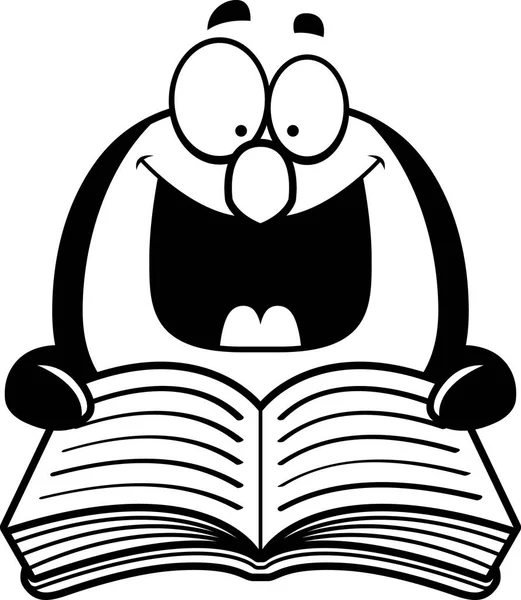 Cartoon-Pinguin beim Lesen — Stockvektor