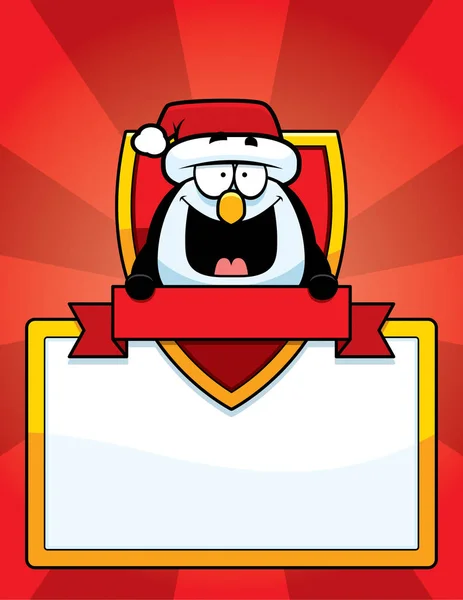 Sinal de Pinguim de Natal dos desenhos animados — Vetor de Stock