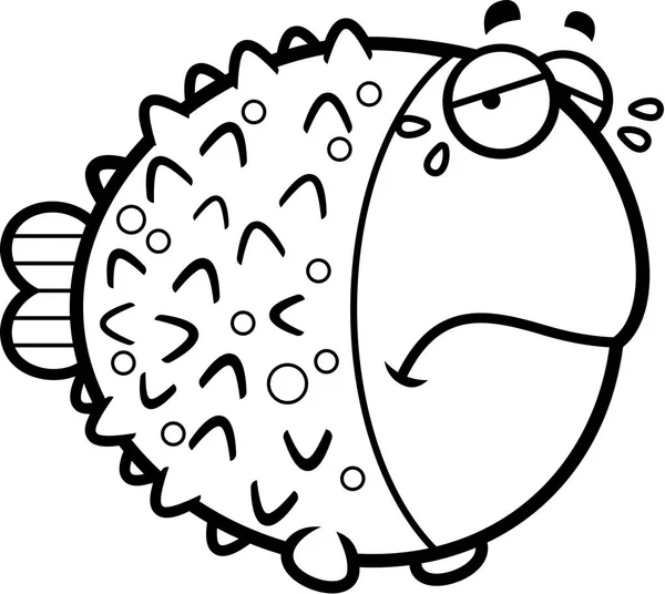 Pleurer Cartoon Pufferfish — Image vectorielle