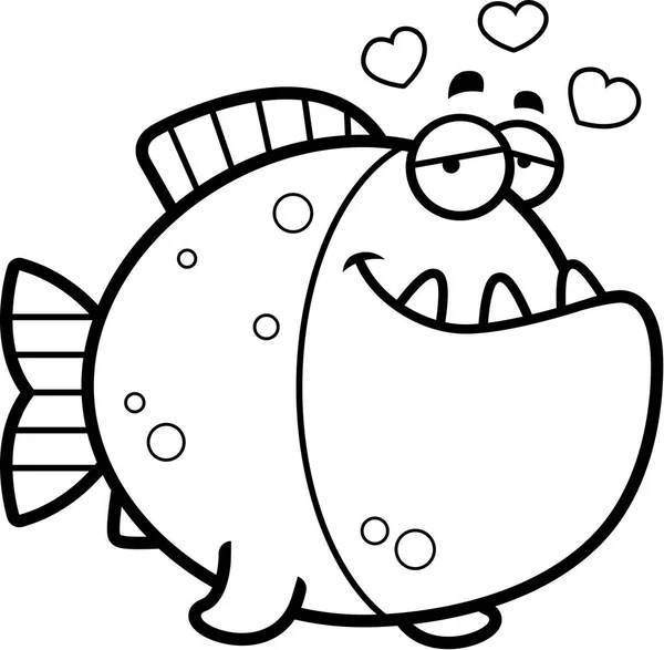 Cartoon Piranha in Love — Stock Vector