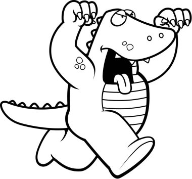 Saldıran karikatür timsah