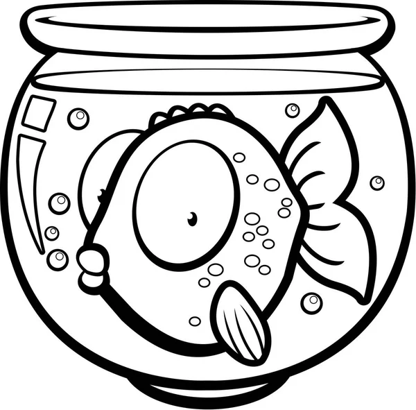 Cartoon Goldfish Bowl - Stok Vektor