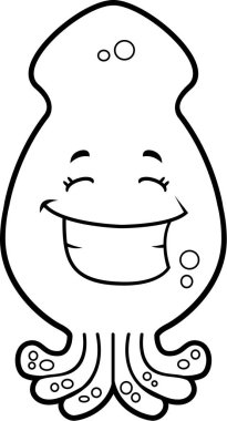 Gülümseyen karikatür kalamar