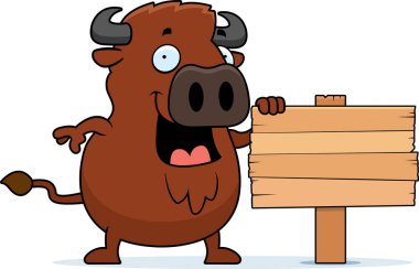 Çizgi film Buffalo ahşap işareti