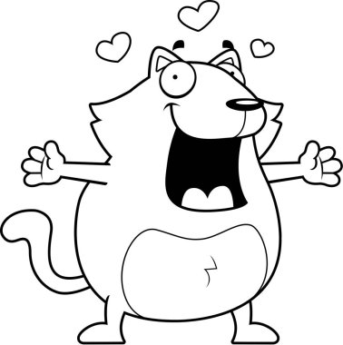 Karikatür kedi kucaklama