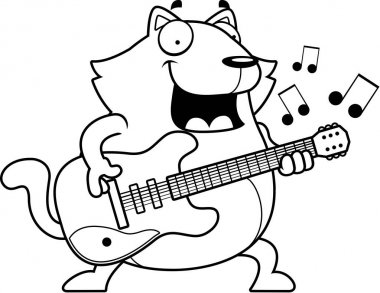 Karikatür kedi gitar