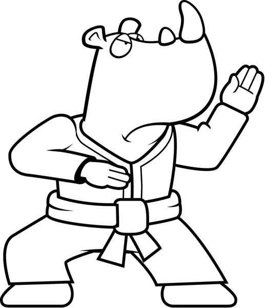 Karate de dibujos animados Rhino — Vector de stock