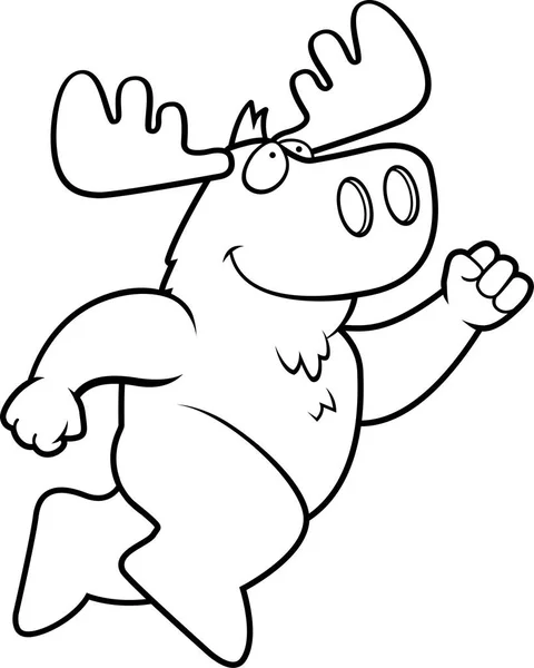 Cartoon Moose Jumping — Stock Vector