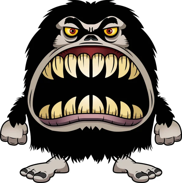 Angry Cartoon Monstro peludo — Vetor de Stock