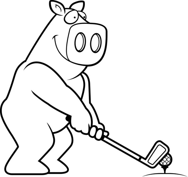 Desenhos animados Porco Golfe — Vetor de Stock