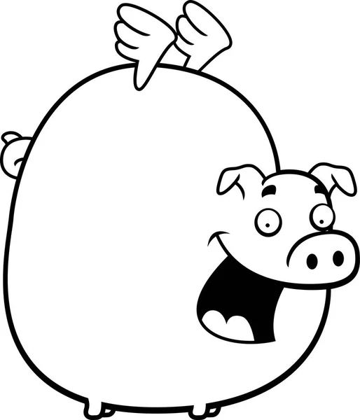 Cerdo de dibujos animados volando — Vector de stock