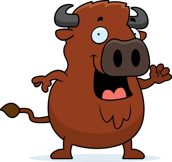 Cartoon Buffalo Waving — Stock Vector